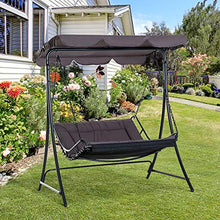 Outsunny Dondolo 2 Posti da Esterno, Giardino, Balcone o Terrazzo con Tettuccio in Poliestere Nero, 160x117x173cm