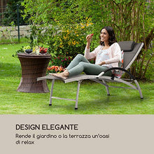 blumfeldt Sun Valley - Lettino Prendisole, con Cuscino, Pieghevole, Struttura in Alluminio, Schienale Regolabile in 4 Direzioni, Materiale: 70% PVC, 30% Poliestere Comfort Mesh, Grigio