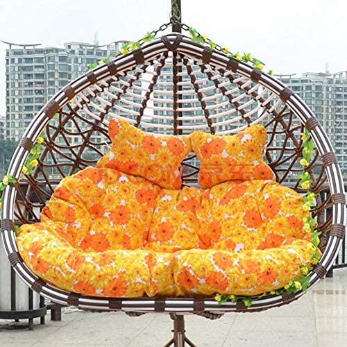 eewopjkj Cuscini per sedie a Forma di Nido Cuscino per cestini in Vimini Cuscini per Sedia a Dondolo in Rattan Amaca sospesa 2 posti Cerniera Lavabile-Giallo 140x110 cm (55x43 Pollici)
