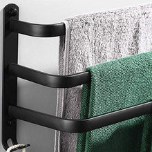 Portasciugamani da parete,Nero 3 strati Porta asciugamani da bagno Spazio alluminio Porta asciugamani autoadesivo con doppi ganci Usato per bagno Balcone cucina Portasciugamano/Scarpiera(70CM