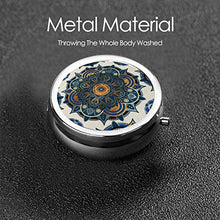Scatola rotonda per medicina portatile, mini pillole in metallo, dispenser per pillole, borsa da tasca, regalo da viaggio, mandala blu e oro