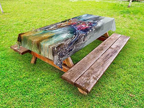 ABAKUHAUS Vernazza Tovaglia da Esterno, Village Aerea, Tovaglia da Picnic Lavabile Decorativa, 145 cm x 210 cm, Multicolore