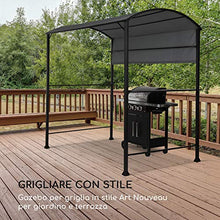 blumfeldt Steakhouse - Copertura per Griglia, Protezione Barbecue, Gazebo, 220x215x140cm, Poliestere, 180 g/m², Ripiani Interni Vetro, Ganci per Utensili, Ignifugo, Acciaio, Colore Grigio