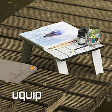 Uquip Handy - Tavolino pieghevole in alluminio regolabile in 2 altezze selezionabili (11-16 cm)