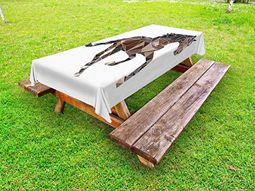 ABAKUHAUS poligoni Tovaglia da Esterno, Toni Marroni Triangolo Horse, Tovaglia da Picnic Lavabile Decorativa, 145 cm x 305 cm, Warm Taupe Marrone