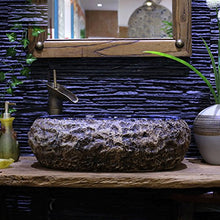 Lavabo sopra il bacino del contatore Lavabo del bacino di arte Bacino di pietra retro ceramica Bacino antico fatto a mano vecchio (54X38X16CM) Lavandini bagno