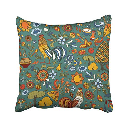 QUEMIN Fodere per Cuscini Decorativi Custodie Balalaika Folk Used Bellflower Bright Cartoon Fiordaliso Country Culture Curl, 18x18 Pollici