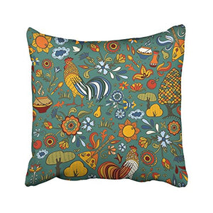 QUEMIN Fodere per Cuscini Decorativi Custodie Balalaika Folk Used Bellflower Bright Cartoon Fiordaliso Country Culture Curl, 18x18 Pollici