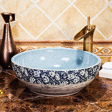 Jgophu Europa Style Countertop Lavello Lavabo in ceramica blu Lavabo Riss