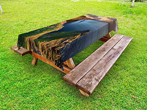 ABAKUHAUS Paesaggio Tovaglia da Esterno, Irlanda Contea di Clare Art, Tovaglia da Picnic Lavabile Decorativa, 145 cm x 265 cm, Multicolore