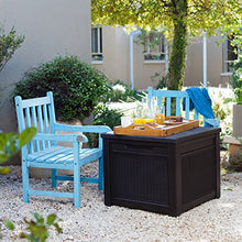 Keter Contenitore in Resina con Funzione di Seduta o di Tavolo, Effetto Rattan, 71 x 72.2 x 59 cm, 208 Lt, Marrone