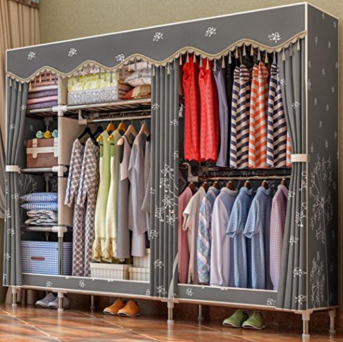 LyMei Armadio Guardaroba in Acciaio Inox Armadio portaoggetti Armadio portaoggetti Armadio Guardaroba in Tessuto,C_210*47 * 170CM