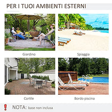 Outsunny Ombrellone da Giardino Inclinabile Φ227cm, Apertura a Manovella, Palo in Metallo e 8 Stecche, Bianco Crema