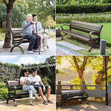 59 pollici terrazza parco panca all'aperto, Con schienale e braccioli Panca da giardino in alluminio pressofuso, Resistenza agli agenti atmosferici per portici Combinazione di tavolo e sedia