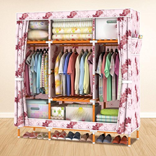 LyMei Organizzatore di stoccaggio per Guardaroba Armadio in Tessuto in Legno massello a Prova di umidità Grande Armadio in Stoffa Oxford Organizzatore, 148 * 173 ** 45 cm,F