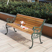 Household Products Panca da Giardino in Legno massello Sedile da terrazza, Panca da Balcone con bracciolo Schienale, Sedia da Giardino con Struttura in ghisa, per Giardino/Veranda/Balcone
