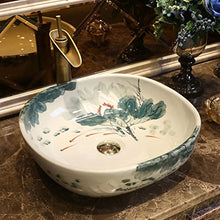 POOL Lavabo da appoggio in Ceramica da appoggio per lavabo da appoggio con lavabo in Ceramica Vintage (42x42x15cm) Lavandini Bagno