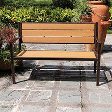 Panchine per Terrazze Panca da Giardino per Tempo Libero All'aperto, Panca da Patio Resistente Intemperie con Struttura in Ghisa e Legno Massello Anticorrosivo, Panca Decorativa retrò