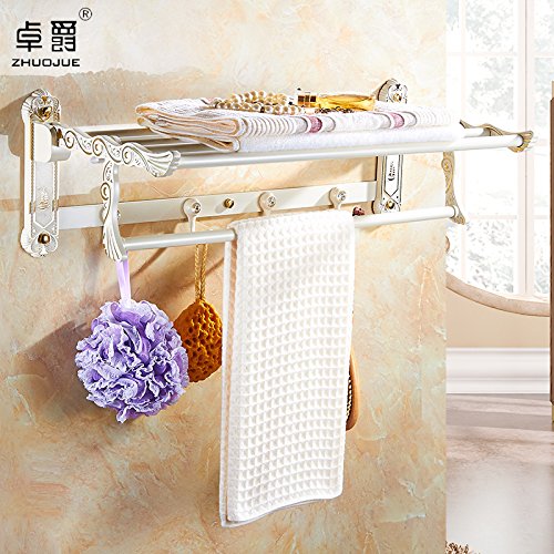 MBYW Portasciugamani Moderno Portasciugamani Elegante per Il Bagno di Moda Oro Plus Bianco Europeo retrò portasciugamani Pieghevole Cottura Bianco portasciugamani Bagno scaffale Hardware Pendente