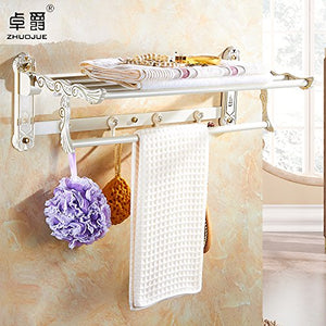MBYW Portasciugamani Moderno Portasciugamani Elegante per Il Bagno di Moda Oro Plus Bianco Europeo retrò portasciugamani Pieghevole Cottura Bianco portasciugamani Bagno scaffale Hardware Pendente
