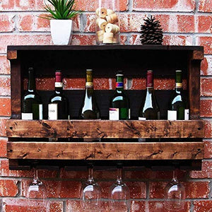DJSMjbj Parete Legno for Il Vino Rack Lungo Stelo Supporto di Vetro e Sughero del Vino Bagagli Ripiani