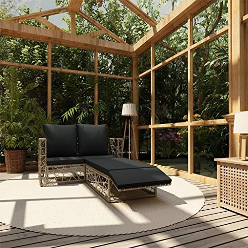 vidaXL Set Divani da Giardino 2 pz con Cuscini Foderati Lavabili Modulare Leggero Elegante Sofa con Poggiapiedi Arredi da Esterno in Polyrattan Grigio