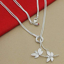 Baoxiaohed Collana in Argento Sterling, 925 Sterling Argento Due Libellule Motivo Collana A Tinta Unita, Utilizzata Come Regalo per La Festa della Mamma, Feste, Compleanni E Anniversari