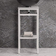 BOLGHERI BATHROOM Quadro Plus, Mobile Bagno in Acciaio Inox e Vetro Bianco Opaco, Consolle Bagno Utilizzabile con lavabo da appoggio, Barra Porta salviette, Dimensioni 340x340x770 mm