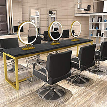 Specchio bifacciale a led dedicato per parrucchiere, specchio da tavolo da barbiere con rete di marea rossa rossa, salone di bellezza con specchio per trucco desktop a doppia faccia,D'oro,Diameter60cm