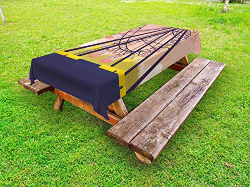 ABAKUHAUS Ruota panoramica Tovaglia da Esterno, Cartoonish Fun Giro, Tovaglia da Picnic Lavabile Decorativa, 145 cm x 210 cm, Multicolore