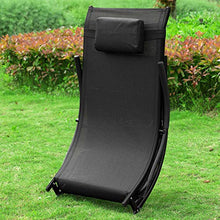 SoBuy Sdraio da Giardino Lettini Pieghevoli Poggiatesta Rimovibile 173 * 54 * 69CM Nero capacità di Supporto: 150 kg OGS45-SCH