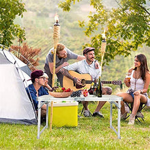 Tavolo da picnic all'aperto 47 "Tavolo da campeggio pieghevole Altezza alluminio regolabile Tavolo da picnic portatile con ombrello Foro e maniglia per il trasporto per campeggio per interni all'apert