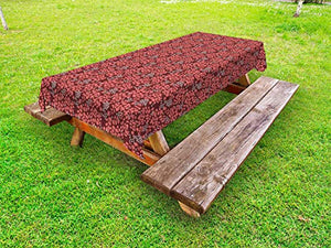 ABAKUHAUS Botanico Tovaglia da Esterno, Toni Caldi Foresta Bloom, Tovaglia da Picnic Lavabile Decorativa, 145 cm x 305 cm, Pallida Marrone e Corallo