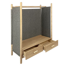 Meubletmoi - Armadio in legno di frassino e feltro grigio, 2 cassetti, stile bordo mare, AGDE 6537