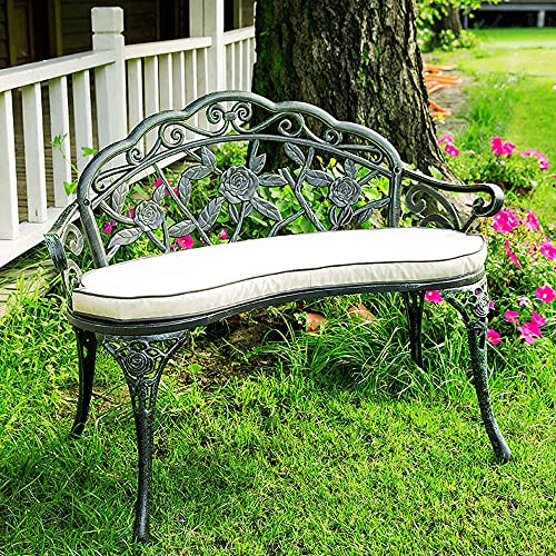 Panchine da giardino Panchina per il tempo libero all'aperto, Panchina da terrazza in ghisa resistente alle intemperie, Panchina da cortile con schienale e braccioli Panchine da giardino decorative