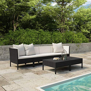 SKM Set Divani da Giardino 9 pz con Cuscini in Polyrattan Nero (39kg)