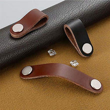Creatwls Set di 6 maniglie in pelle sintetica per mobili e armadi, per camera da letto, armadietto, in pelle, per cucina, armadietto, armadietti, maniglie in pelle