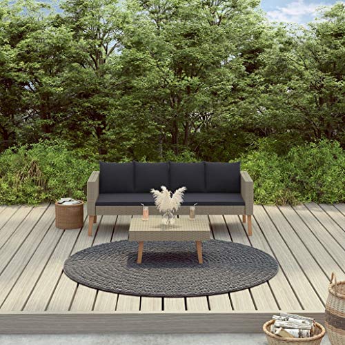 SKM Set Divani da Giardino 2 pz con Cuscini in Polyrattan Beige (30kg) Beige-9330