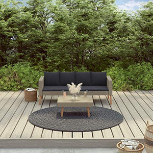 SKM Set Divani da Giardino 2 pz con Cuscini in Polyrattan Beige (30kg) Beige-9330