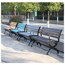 UWY Panchina da Giardino Panchina da terrazza da Giardino, Struttura in ghisa a 3 posti e panchina da Parco in Legno massello Sedia da Portico, panchina da Balcone nel Cortile con Schienale e br