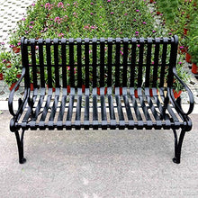 Panca 3 posti in giardino esterno, Sedili con telaio in acciaio robusto e resistente alle intemperie, Panchine decorative sotto il portico del prato nel cortile, Sedia con braccioli panca in ghisa