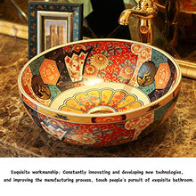 HEIFEN Lavabo, lavabo, Arte Astratta scrivania Rotonda sopra lavabo contatore lavabo Bagno casa Piazza Arte Classica, Stile Semplice Diametro 42 cm Alta 15 cm D