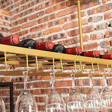 YWYW Portabicchieri Dorato Portabottiglie da Appendere in Ferro battuto Europeo Portabicchieri da Vino Creativo da Bar Ristorante (Dimensioni: 80 * 35 cm)
