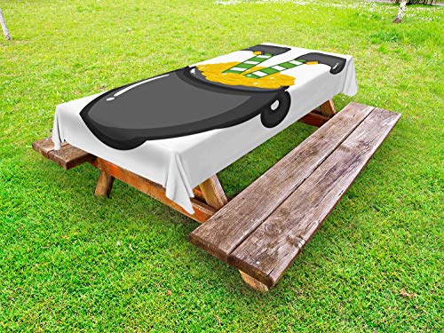 ABAKUHAUS Fata Tovaglia da Esterno, Elf Giù Upside nel Pot, Tovaglia da Picnic Lavabile Decorativa, 145 cm x 265 cm, Grey Multicolor