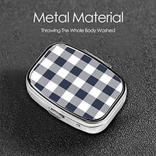 Scatola quadrata per pillole medicinali con bufalo check in blu marino e bianco moda pillola organizer da viaggio pillole dispenser per vitamine integratori