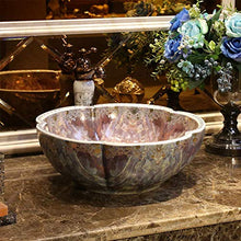 WEHOLY Lavabo in Resina Lavabo da Incasso Ovale in Pietra Naturale Lavabo a Forma di Petalo Retro Creativo Jingdezhen Ceramica Hotel Lavabo antispruzzo