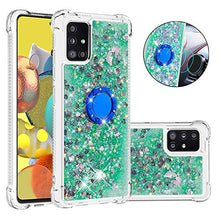 Custodia Samsung Galaxy A51 5G Squillo della Base del Telefono TPU Brillantini Diamond Liquido Telefono Bumper Case（Amore Verde）