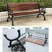 Panchina Giardino Terrazza Panche per Tempo Libero All'aperto, Panca da Esterno Resistente Aintemperie con Struttura Ghisa e Legno Massello Anticorrosivo, Panchine Decorative retrò per Portici Prati