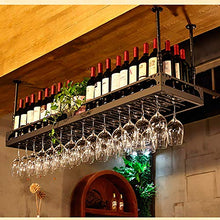 JHGJBJ Bronzo Appesa Vino Rack Metallo, Supporto 30-60cm Regolabile in Altezza Vetro Ferro Vino Appeso, Portabottiglie Estesa con Guardrail (Size : 100x35cm)