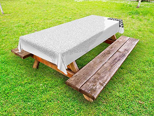 ABAKUHAUS Georgia Tovaglia da Esterno, Tipografia e punteggiato Mappa, Tovaglia da Picnic Lavabile Decorativa, 145 cm x 265 cm, Grigio Scuro e Bianco